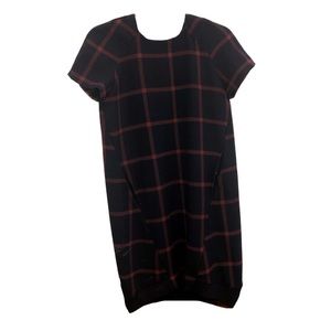 zara blue and red short sleeve dress